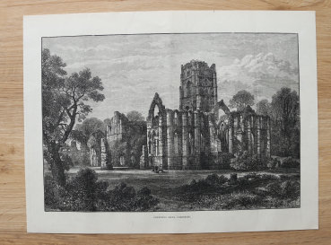 Holzstich Yorkshire 1885 S Read Fountains Abbey Ruine